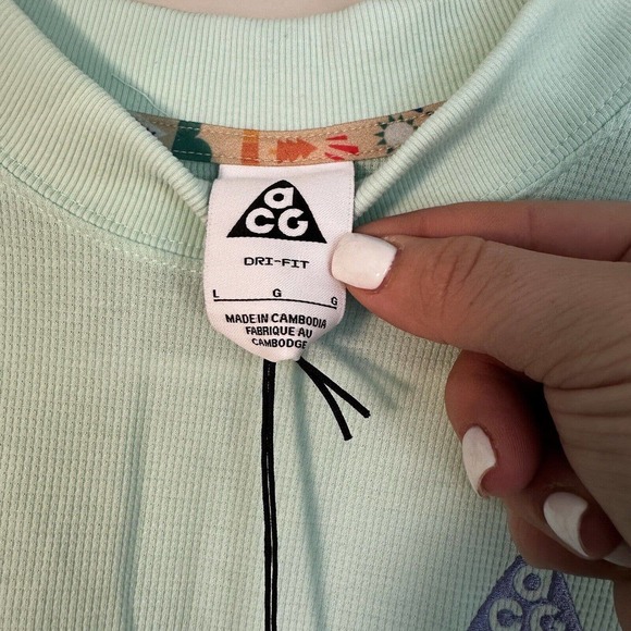 Nike acg Athletic Dri-Fit Loose Fit Long Sleeve Shirt Kids Size L Mint Green NWT - Picture 10 of 10